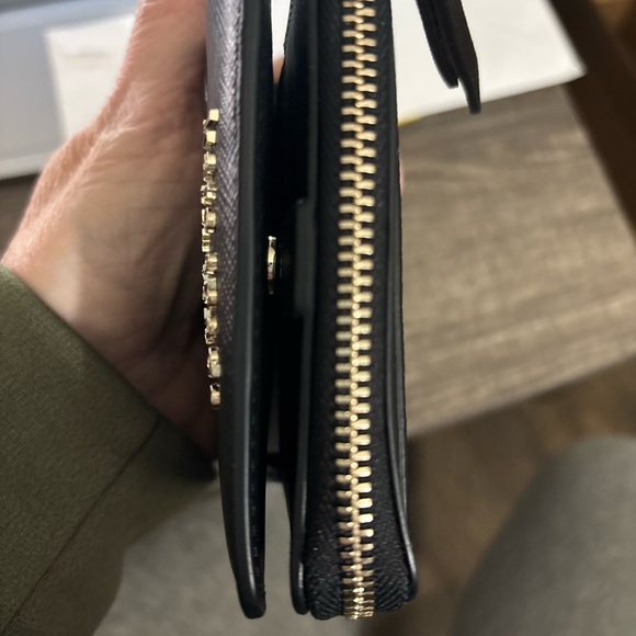 Kate Spade New York Black Saffiano Leather Compact Zip Around Wallet - Picture 3 of 8